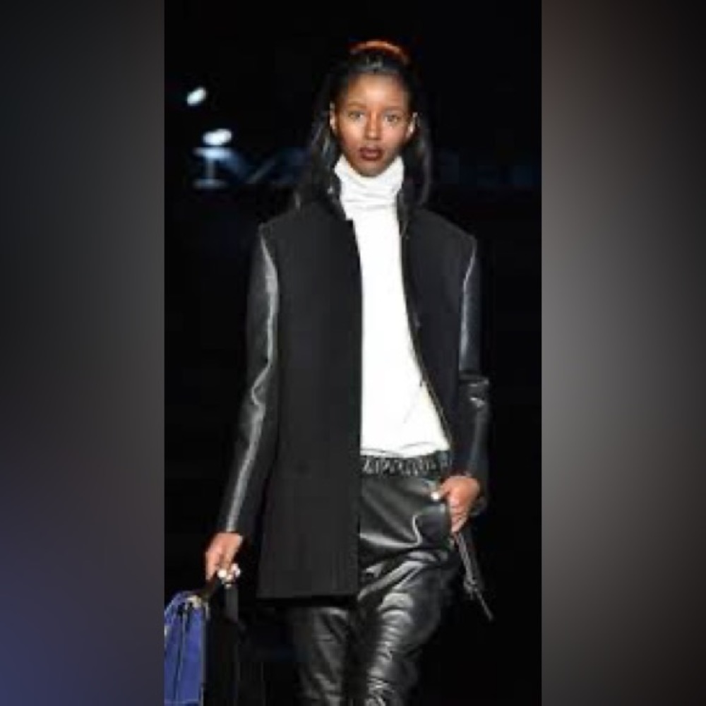 Mackage azel leather & wool coat